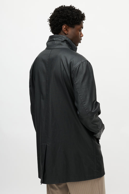 M0851 Black Waxed Denim Coat