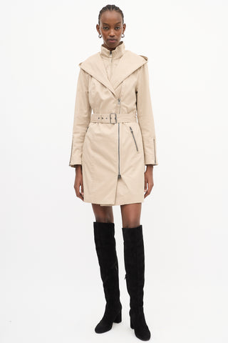 Mackage Beige Cotton Adela Layered Zip Coat