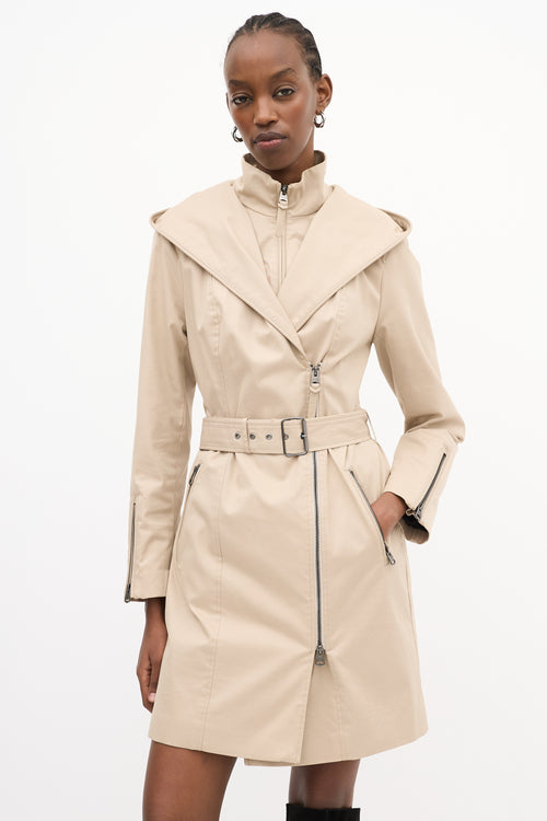 Mackage Beige Cotton Adela Layered Zip Coat