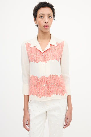 Maiyet Cream 
Red Silk Printed Shirt