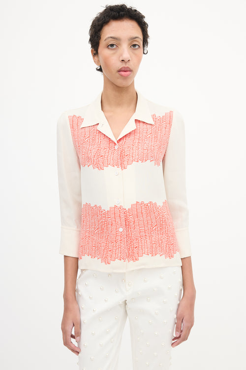 Maiyet Cream 
Red Silk Printed Shirt