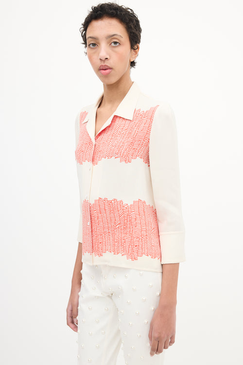 Maiyet Cream 
Red Silk Printed Shirt