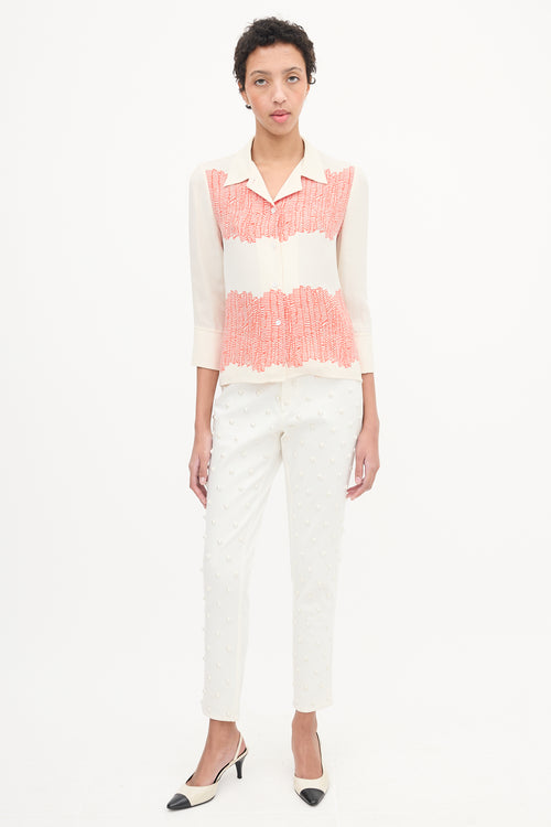 Maiyet Cream 
Red Silk Printed Shirt