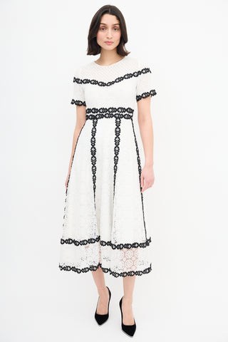 Maje White 
Black Lace  Dress