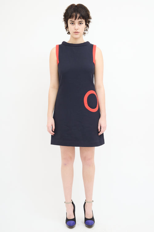 Marc Jacobs Navy 
Red Wool Mini Dress