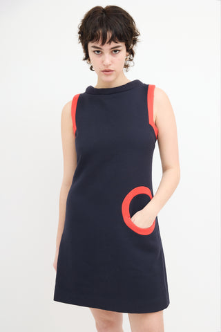 Marc Jacobs Navy 
Red Wool Mini Dress