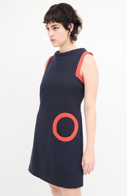 Marc Jacobs Navy 
Red Wool Mini Dress