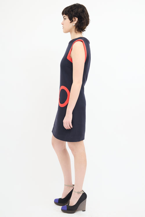 Marc Jacobs Navy 
Red Wool Mini Dress