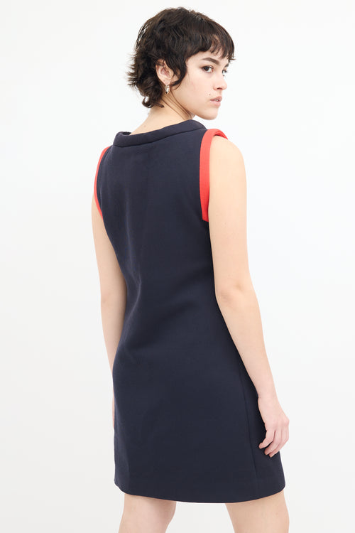 Marc Jacobs Navy 
Red Wool Mini Dress