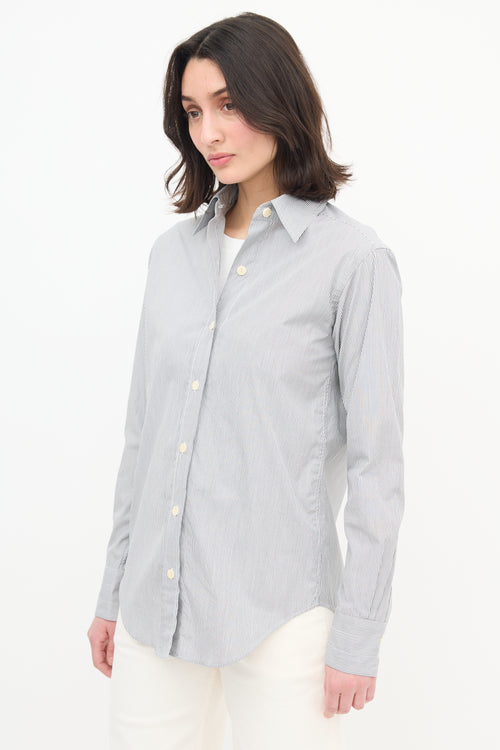 Maria McManus White 
Black Pinstripe Shirt