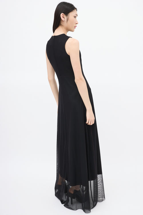 Marie Saint Pierre Black Mesh Overlay Maxi Dress