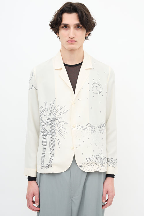 Marine Serre Cream Tarot Printed Shirt