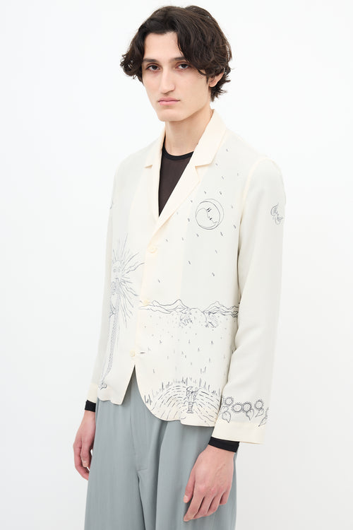 Marine Serre Cream Tarot Printed Shirt