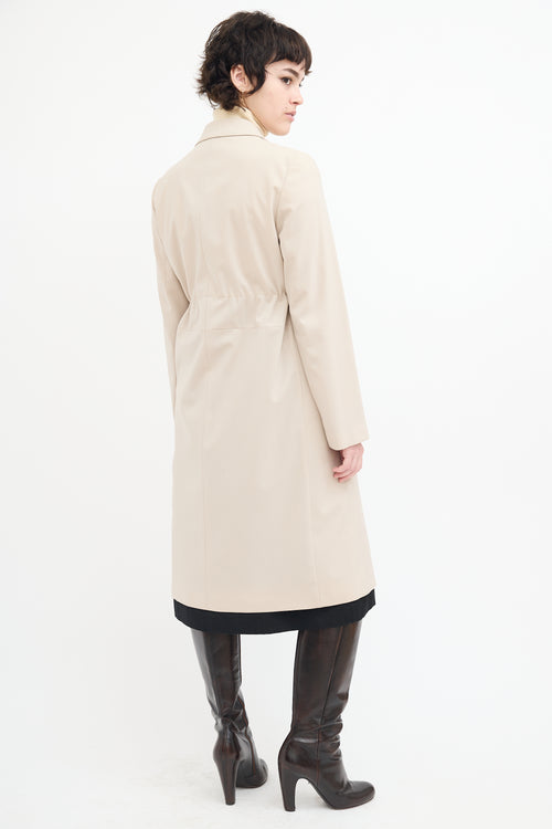 Marlowe Beige Wool Drawstring Mid Length Coat