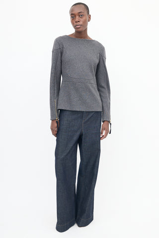 Marni Grey Wool Zip Sweater