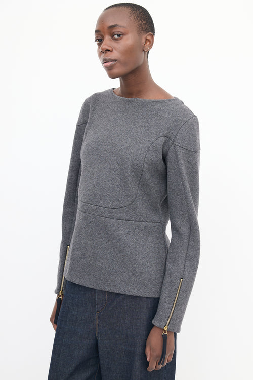 Marni Grey Wool Zip Sweater