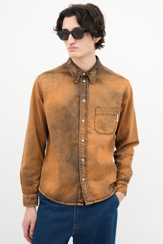 Marni Orange 
Black Acid Wash Denim Shirt