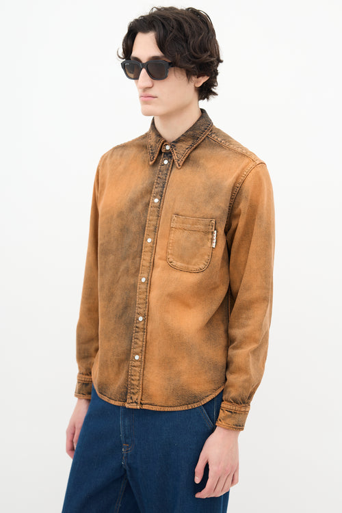 Marni Orange 
Black Acid Wash Denim Shirt