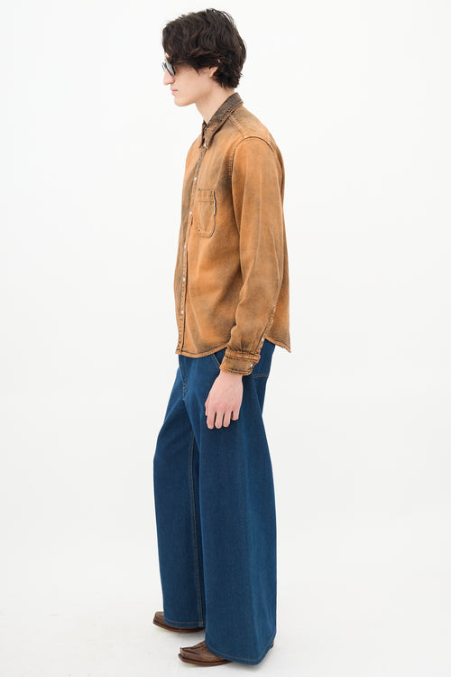 Marni Orange 
Black Acid Wash Denim Shirt