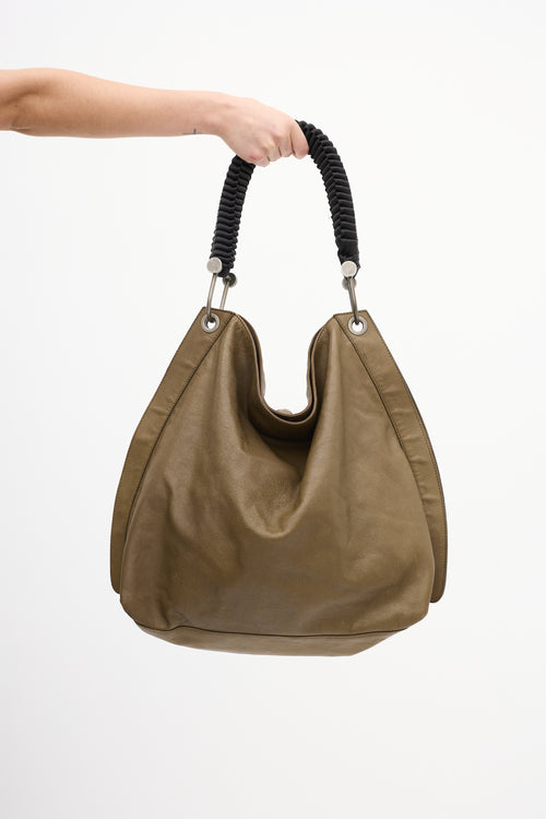 Marni Khaki Green Leather Rope Handle Tote Bag