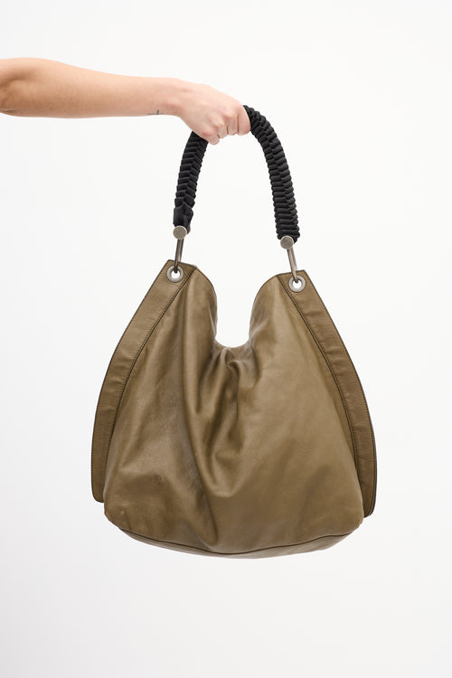 Marni Khaki Green Leather Rope Handle Tote Bag