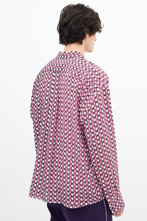 Marni Pink Silk Seashell Print Shirt