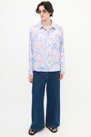 Martine Rose Purple 
Blue Floral Jacquard Shirt