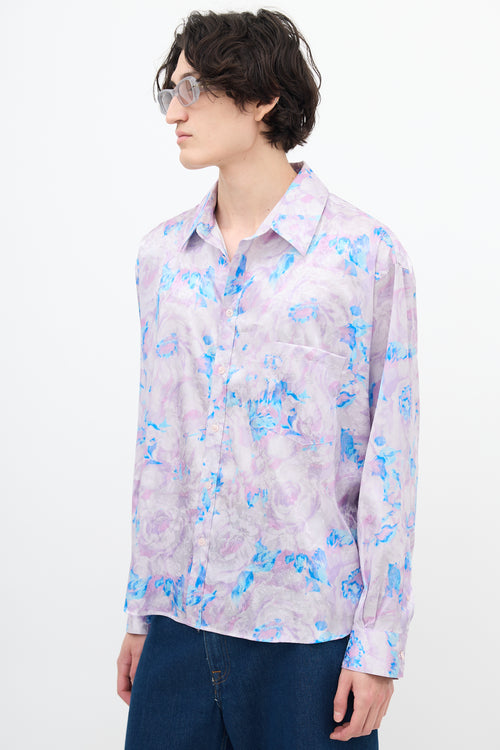 Martine Rose Purple 
Blue Floral Jacquard Shirt