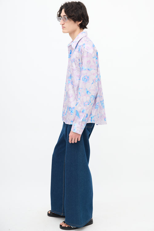 Martine Rose Purple 
Blue Floral Jacquard Shirt