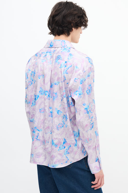 Martine Rose Purple 
Blue Floral Jacquard Shirt