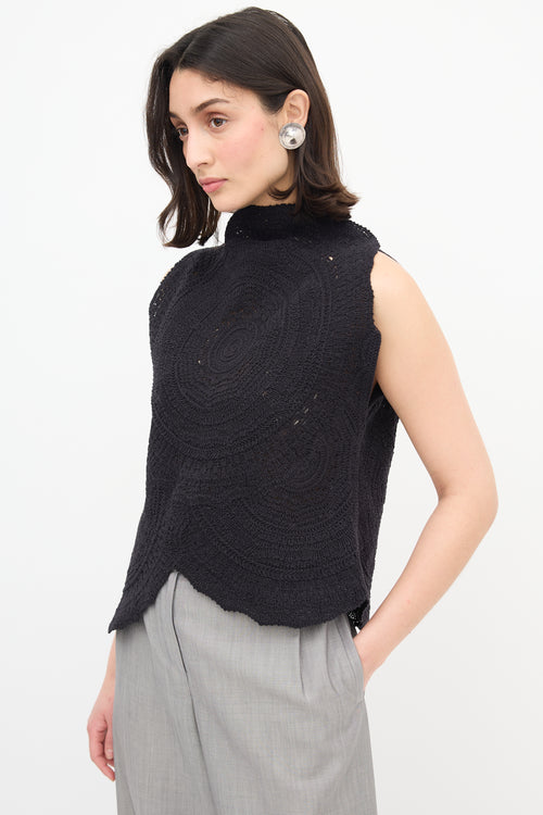  Black Crochet Asymmetric Top