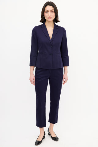 Max Mara Purple Cotton Slim Suit