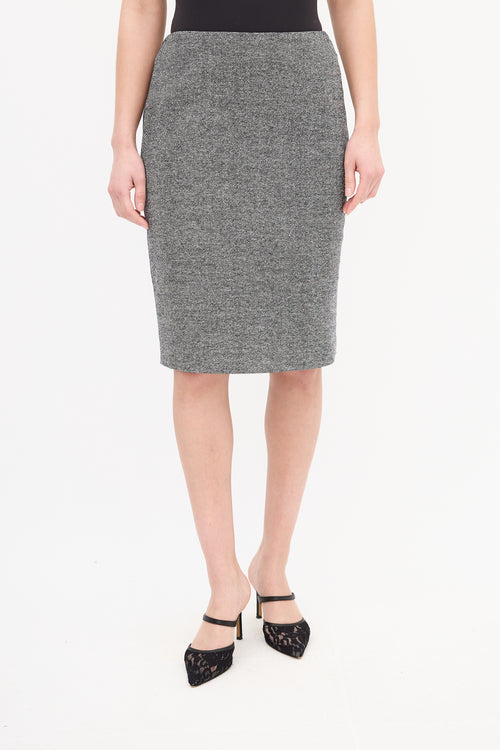 Max Mara Black 
White Tweed Skirt Suit