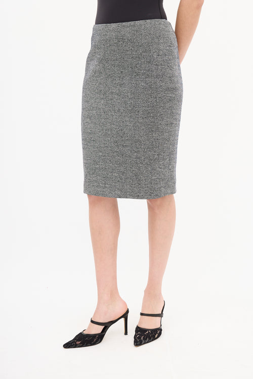 Max Mara Black 
White Tweed Skirt Suit