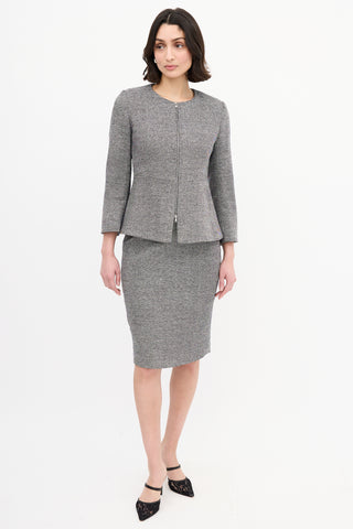 Max Mara Black 
White Tweed Skirt Suit