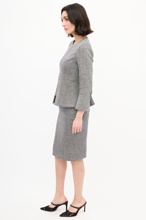 Max Mara Black 
White Tweed Skirt Suit