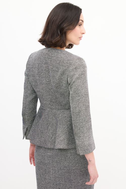 Max Mara Black 
White Tweed Skirt Suit