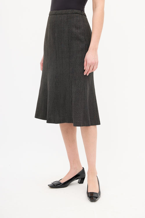 Max Mara Black 
Brown Wool Woven Tie Front Skirt Suit