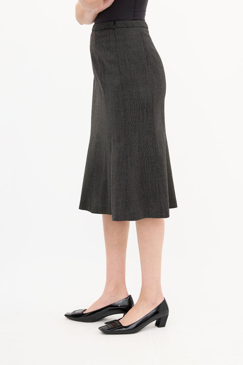 Max Mara Black 
Brown Wool Woven Tie Front Skirt Suit