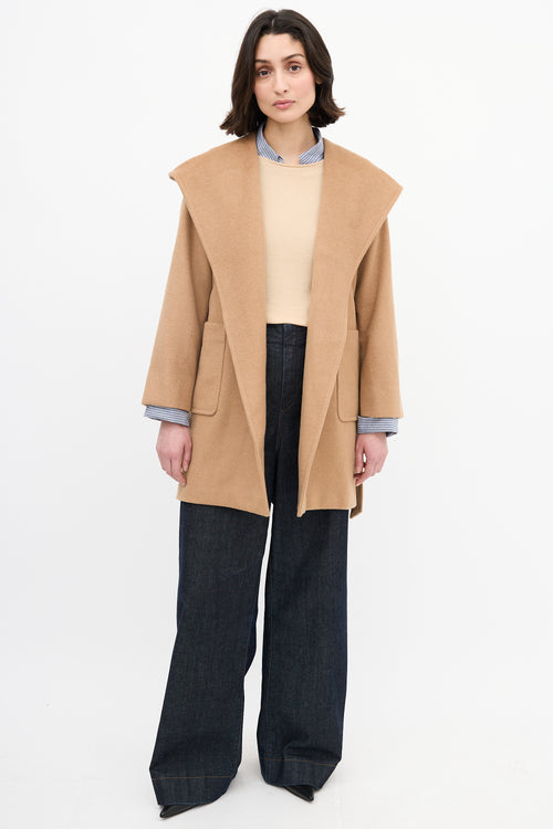 Max Mara Brown Wool Belted Wrap Coat