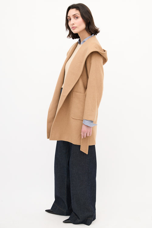 Max Mara Brown Wool Belted Wrap Coat