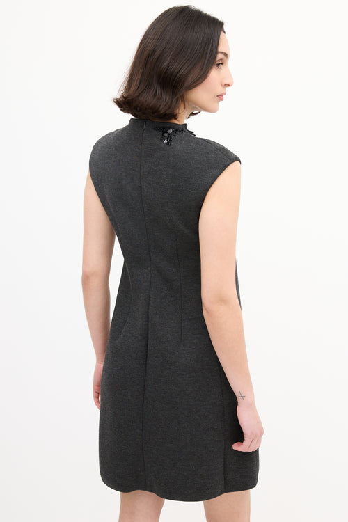 Max Mara S Dark Grey Embellished Shift Dress