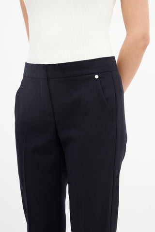 Max Mara Navy Wool Tapered Trouser