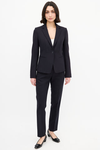 Max Mara Navy Wool Single Button Blazer