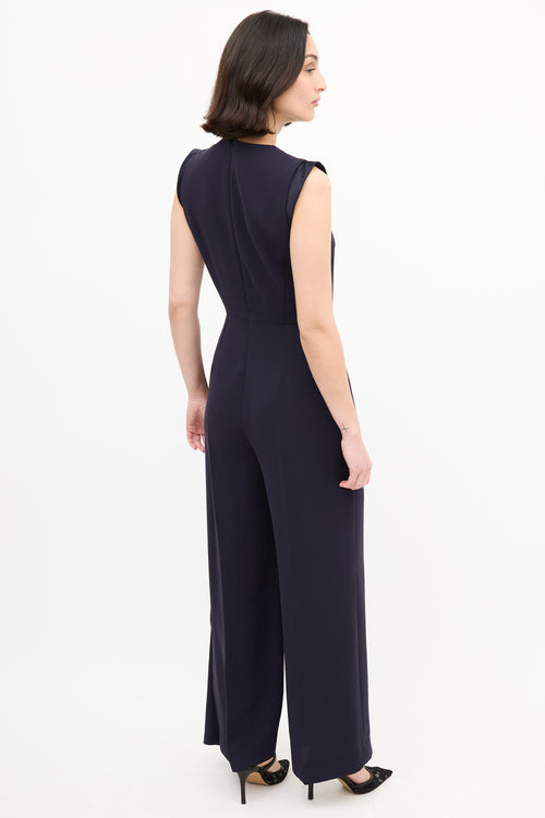 Max Mara Navy Wide Leg Sleeveless Jumpsuit