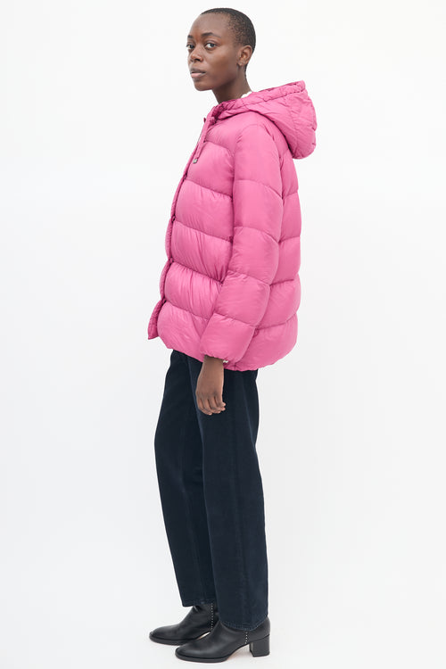 Max Mara Fuchsia Down Hooded Puffer Jacket