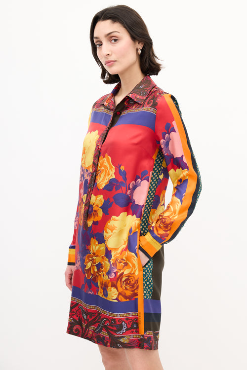 Max Mara Weekend Red 
Multi Silk Printed Tunic Dress