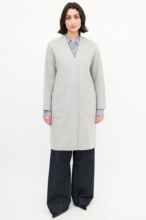 Max Mara Weekend Navy 
Heather Grey Wool Reversible Coat