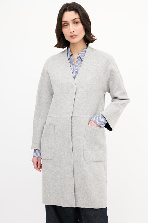 Max Mara Weekend Navy 
Heather Grey Wool Reversible Coat