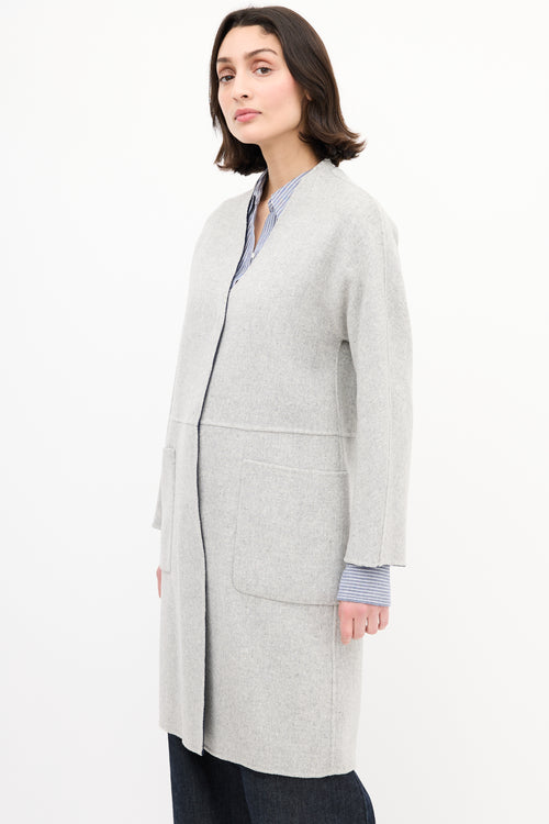 Max Mara Weekend Navy 
Heather Grey Wool Reversible Coat